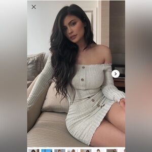 Jacklyn Off Shoulder Mini Dress - Oatmeal